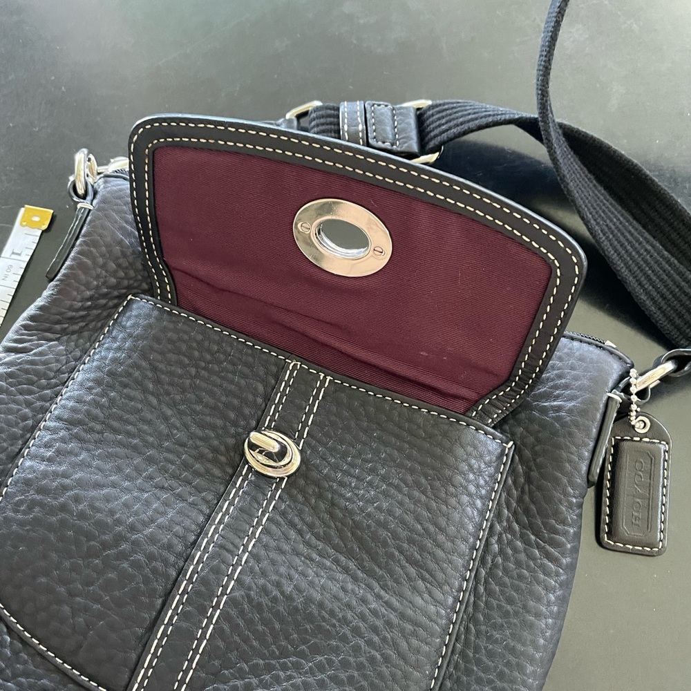 Coach Black Pebble Leather Crossbody Bag - Picture 5 of 6